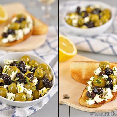 Салат закуска с оливками и фетой