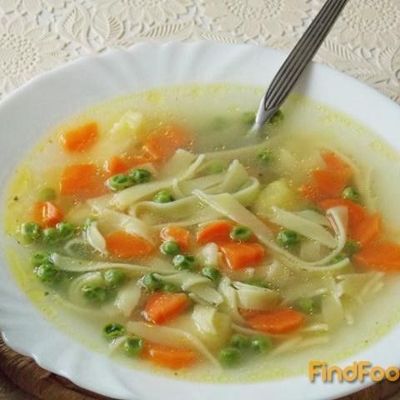 Суп с лапшой и зеленым горошком