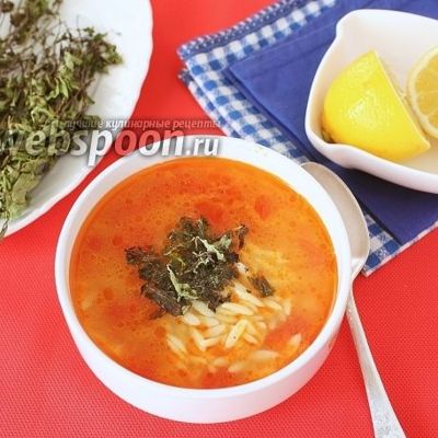 Томатный суп с пастой орзо