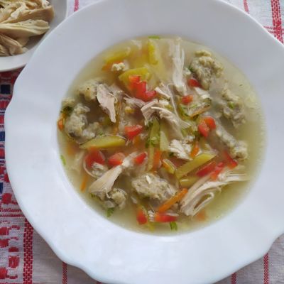 Куриный суп с грибными галушечками: рецепт сама придумала - делюсь