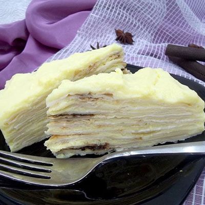 Торт Наполеон без выпечки простой рецепт на сковороде