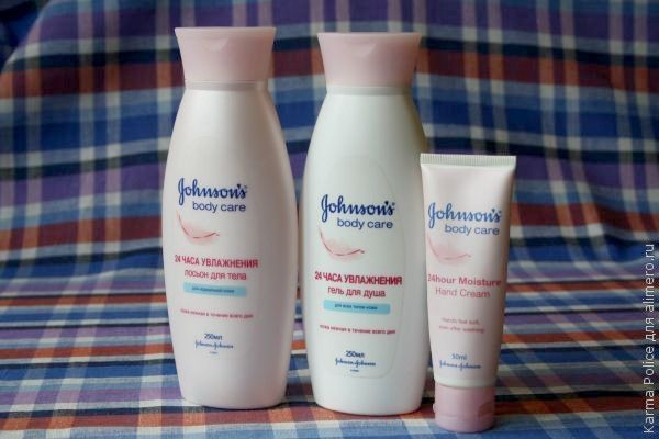 Johnson's body care «24 часа увлажнения»: гель для душа, лосьон для тела, крем для рук