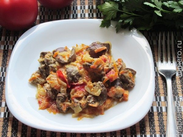 Тушеные куриные сердечки с овощами рецепт Тушеные куриные сердечки с овощами рецепт