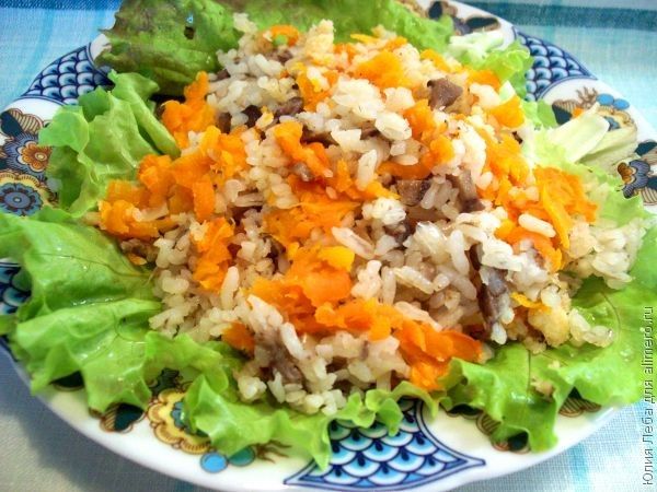 Рис, запечённый с морковью и грибами