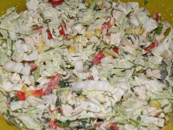 Салат с курицей и пекинской капустой рецепт с пошагово Салат с курицей и пекинской капустой рецепт с пошагово