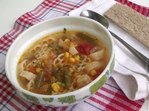 Овощной суп с макаронами