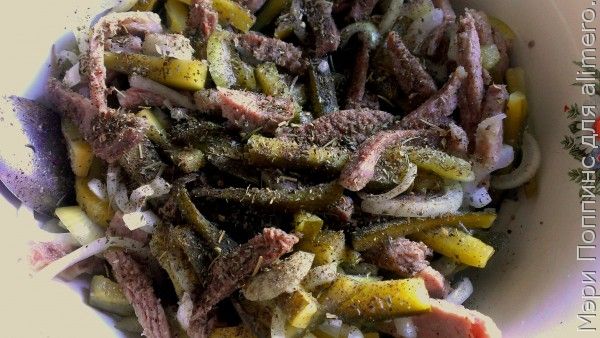 рецепт салата из мяса с огурцами