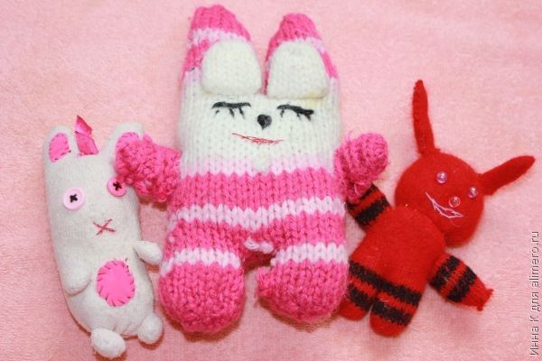 Игрушки из носков, перчаток и варежек: идеи