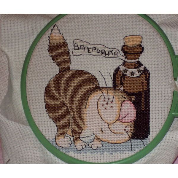 Вышивка кот с валерьянкой Вышивка кот с валерьянкой