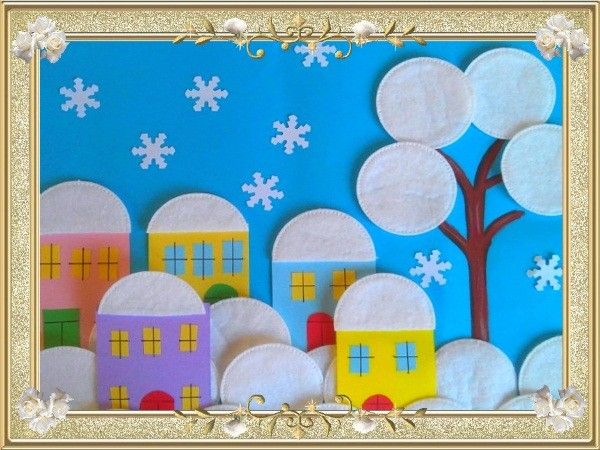 Поделки с ватными дисками зимние Поделки с ватными дисками зимние
