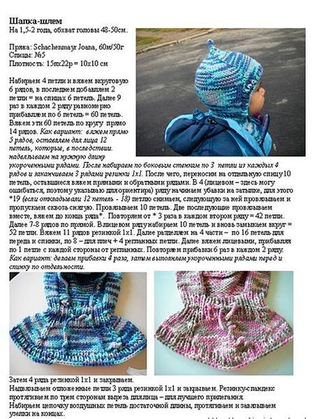 Вязание спицами шапки-шлема для ребенка Вязание спицами шапки-шлема для ребенка