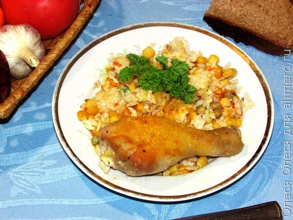 рис с курицей и овощами