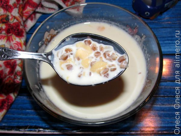 молочный суп с гречкой и сыром