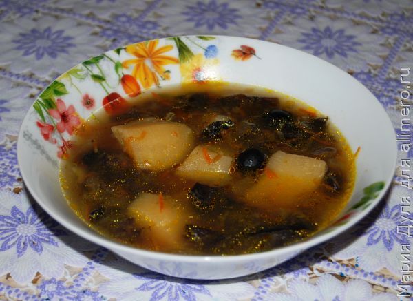 Грибной суп с маслинами