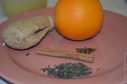 чайный напиток с имбирем и апельсином