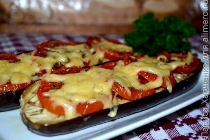 Баклажаны с чесноком и помидорами в духовке рецепт