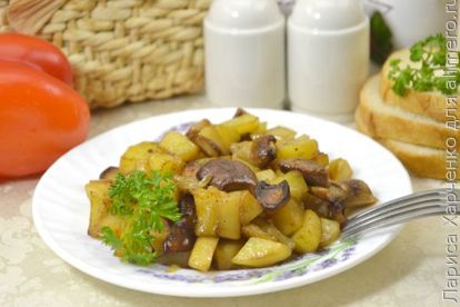Рецепт: Белые грибы с картошкой в сметане - в духовке