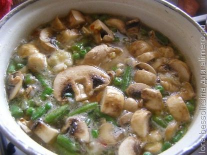 суп диетический, заложим овощи и грибы