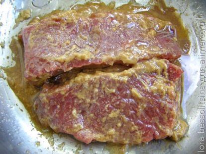 антрекот, мясо в маринаде