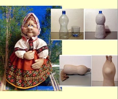 Милая кукла из капроновых колготок получается, если для каркаса взять пластиковую бутылку. Подробное описание на следующих фото.