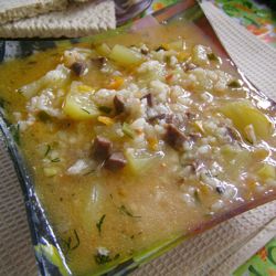 Рассольник с рисом и почками