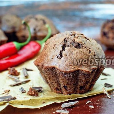 Шоколадные кексы с перцем чили и шоколадом