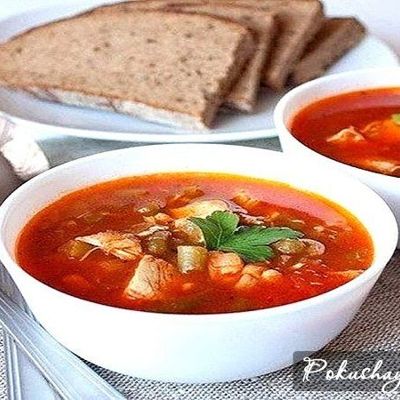 Очень вкусный томатный суп с индейкой