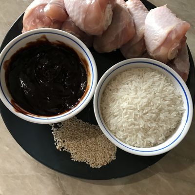 Куриные ножки в соусе хойсин с рисом