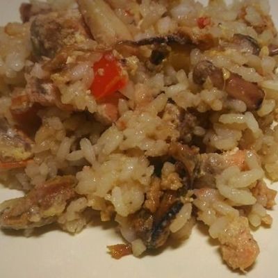 Рис с морепродуктами Как тепаньяки