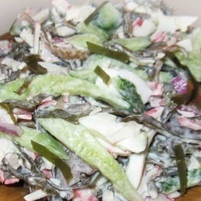 Салат с морской капустой и крабовым мясом Мореходка