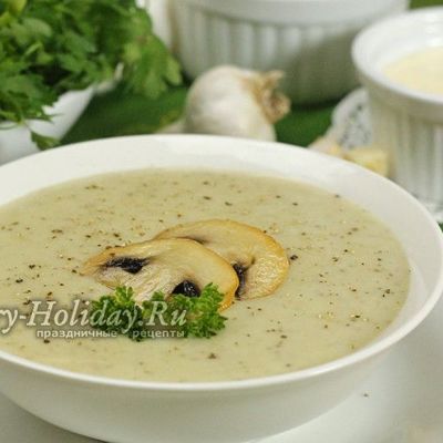 Грибной крем-суп из шампиньонов со сливками