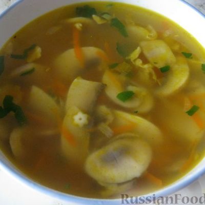 Суп картофельный со свежими грибами