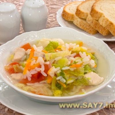 Суп с савойской капустой и рисом