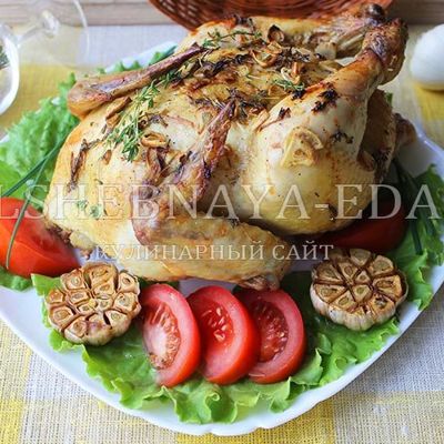 Курица в духовке целиком по-гречески