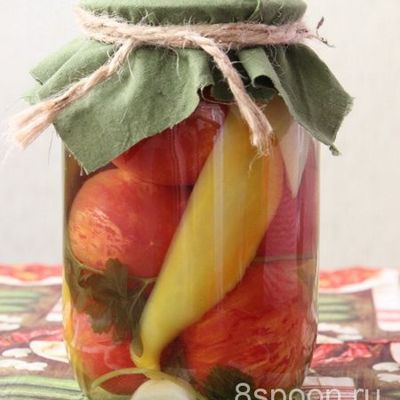 Ассорти овощное на зиму помидоры с перцем и огурцами