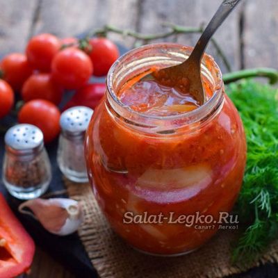Лечо из болгарского перца и помидор с чесноком