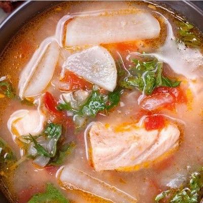 Суп из соленой красной рыбы