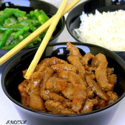Фасоль с мясом по- корейски