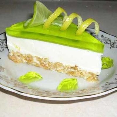 Желейный торт с творогом без выпечки