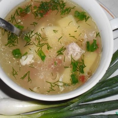 Суп на курином бульоне с кукурузной крупой