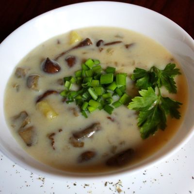 Грибной крем-суп с баклажанами