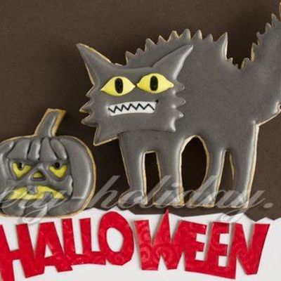 Печенье на Хэллоуин Колючий кот