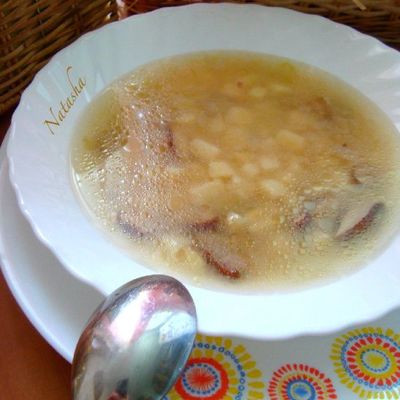 Суп с белыми грибами и манной крупой