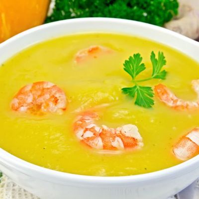 Овощной суп-пюре с креветками Как в море корабли