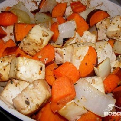 Глазированные тофу и морковь