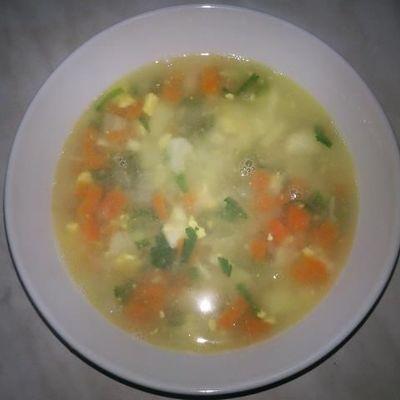 Овощной суп с вермишелью и яйцом