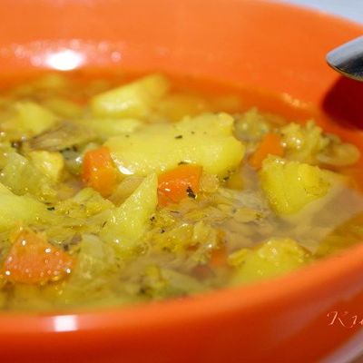 Картофельный суп с чечевицей