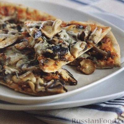 Пицца с грибами и моцареллой