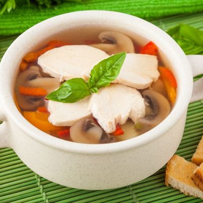 Куриный суп с баклажанами и грибами