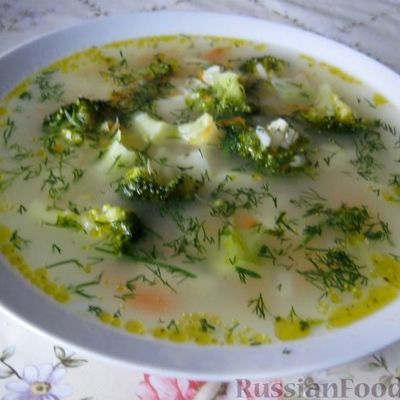 Суп овощной с капустой брокколи